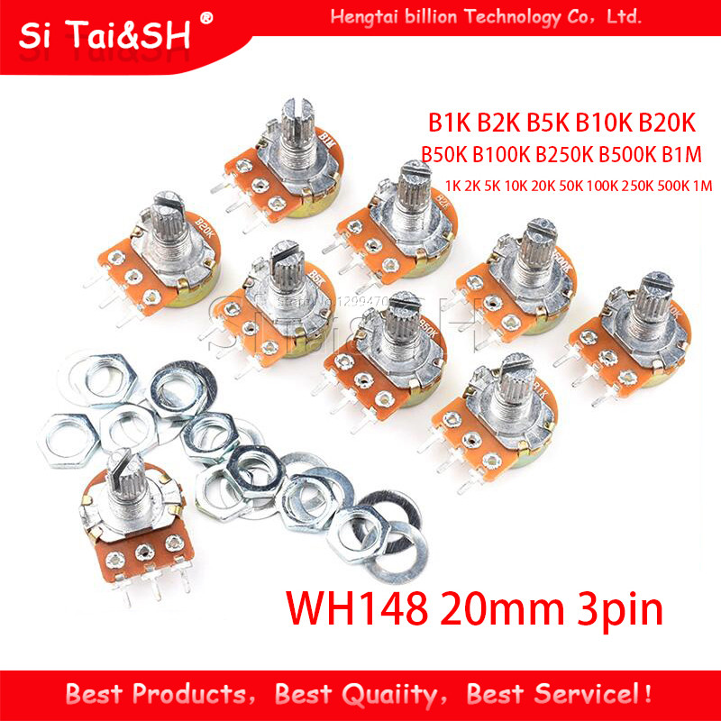 2pcs WH148 20 มม.3pin Potentiometer B1K B2K B5K B10K B20K B50K B100K B250K B500K B1M 1K 2K 5K 20K 50