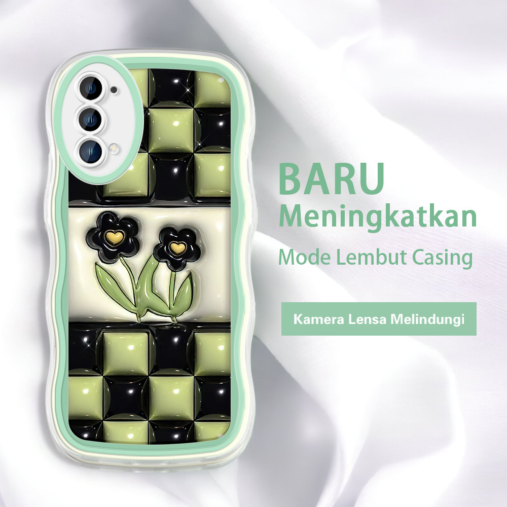 HIJAU Jasouwe OPPO Reno 2 2Z 3 4 4F 5 5K 7 8 4G 8T 7Z 8Z A1 Pro 5G 4G ล่าสุด HP ปลอกดอกไม้รูปแบบสแคว