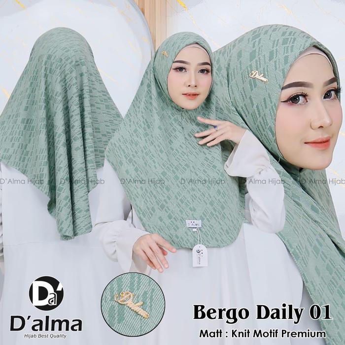 3P9U9- Bergo Daily 01 วัสดุถักเสื้อมาเลย์ By DLa ผ้าคลุมฮิญาบมุสลิมสําเร็จรูป