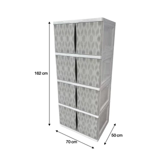 ตู้บานเปิด 4 ชั้น โครงทึบ Leaf KASSA HOME รุ่น ZKG-Clear Vid-V.2 ขนาด 70 x 50 x 162 ซม. สีขาว - เทา