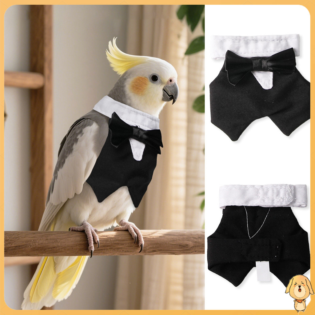 SPET นกแก้ว Tuxedo นกธุรกิจชุดนกสุภาพบุรุษชุดคอสเพลย์สวมใส่อย่างเป็นทางการกับ Bow Tie สําหรับนกแก้ว Parakeet Christmas Party เครื่องแต่งกาย