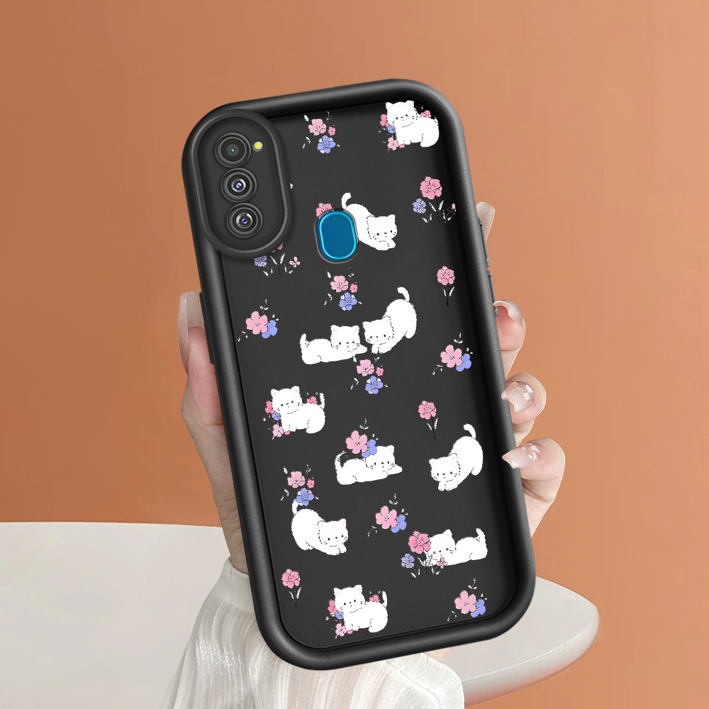 HP เข้ากันได้กับเคส Samsung Galaxy M21 M30S ปกป้องโทรศัพท์ TY DLJ C8-364 ดอกไม้และแมว
