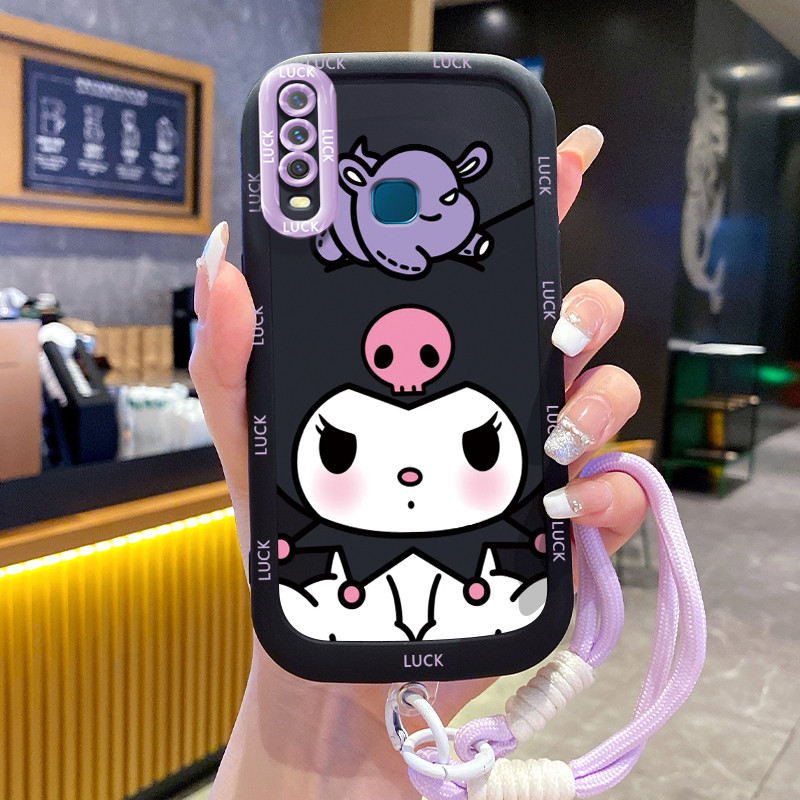 เคสสำหรับ VIVO Y12 Y15 Y17 Y11 2019 Y12i Y3 Y3s 2020 เคสโทรศัพท์กระต่ายซิลิโคนสายคล้องกันกระแทก