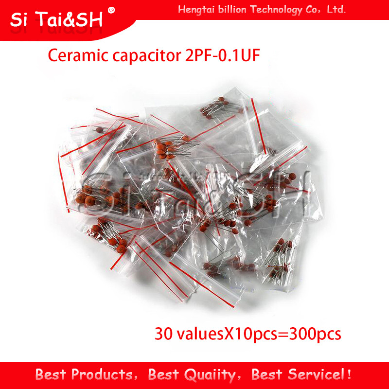 30 ค่าX10pcs = 300pcs ตัวเก็บประจุเซรามิค 2PF 0.1UF 2PF 3PF 680PF 1NF 1.5NF 68NF 100NF 0.1UF ETC ส่ว
