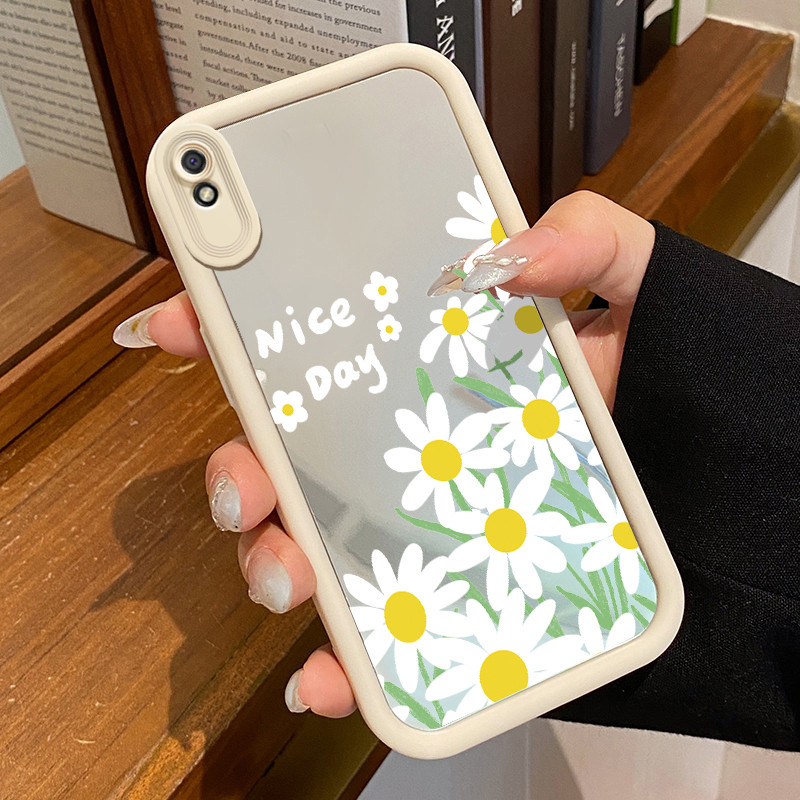 HPเคสโทรศัพท์สําหรับXiaomi Redmi 9A Redmi 9i Redmi 9T Redmi 9 Power Case Nice day Asterดอกไม้กระจกแฟ