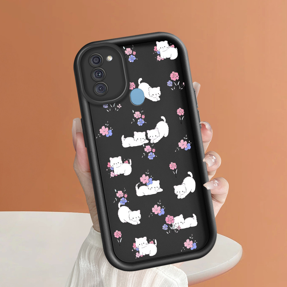 HP เข้ากันได้กับ Samsung Galaxy A11 M11 เคสปกป้องโทรศัพท์ TY DLJ C8-364 ดอกไม้และแมว