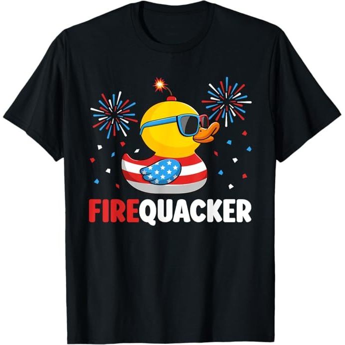 4Th Of July Duck Firequacker Patriotic Fourth Of July เสื้อยืดตลก