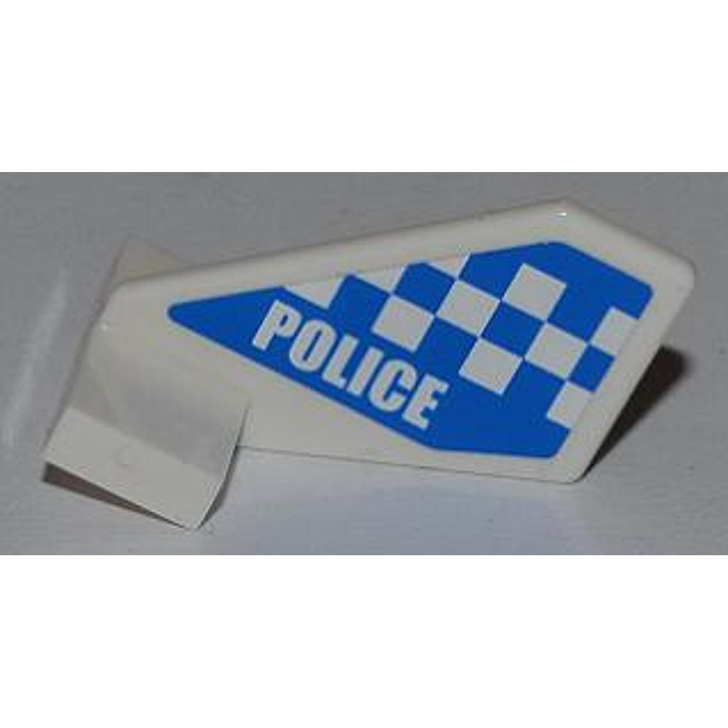 Brick2cube Part - Tail Shuttle, Small with 'POLICE' and Blue and White Checkered Pattern on Both Sid