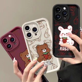 เคสสำหรับ OPPO A57 2022 A77 A2022 A57s A57e A77s เคสโทรศัพท์กระต่ายหมีสามสีซิลิโคนกันกระแทก