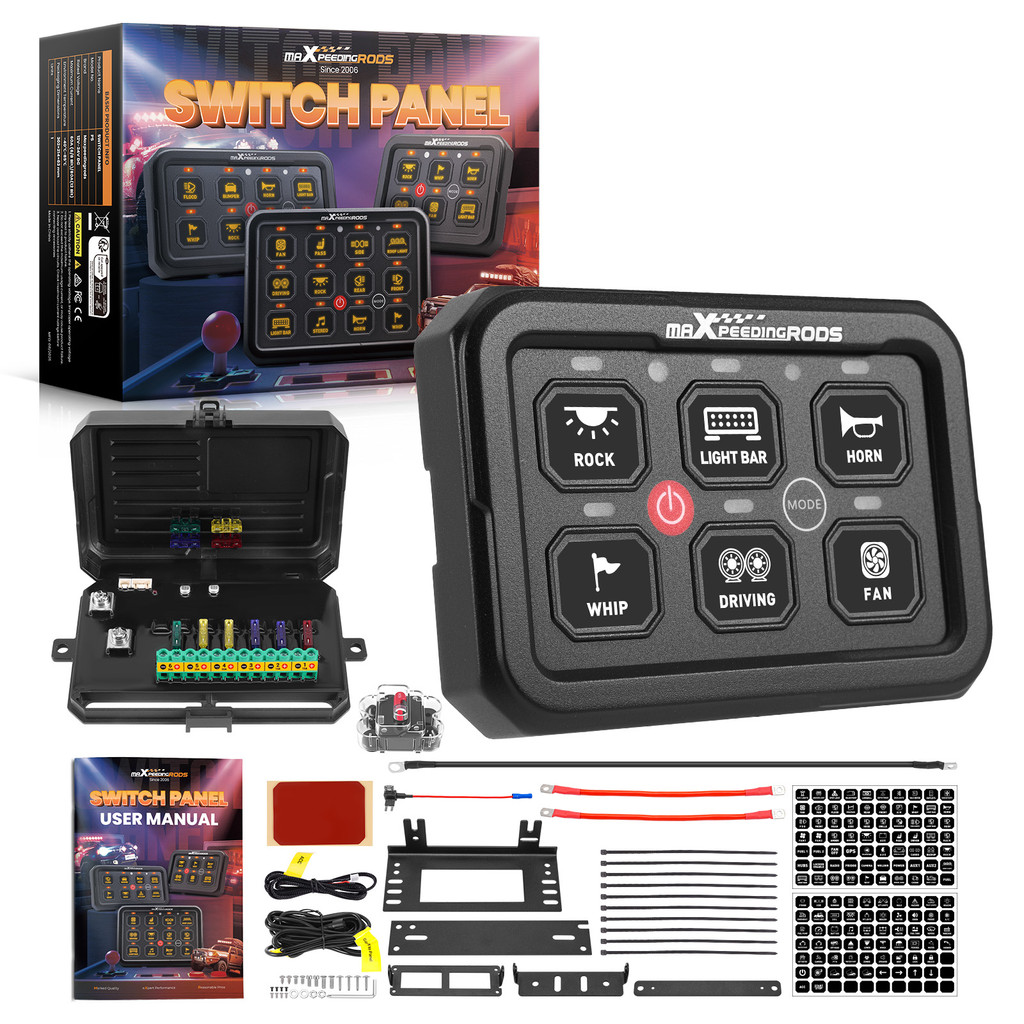 Universal 6 ช่อง Switch Panel  รถกระบะ / ออฟโรด สวิตช์ควบคุมไฟ 6 ช่อง Switch Panel 12V-24V คุมไฟ LED กันน้ำ ติดตั้งง่าย ฟรีค่าส่ง รับประกันไทย ของแต่งรถ DIY