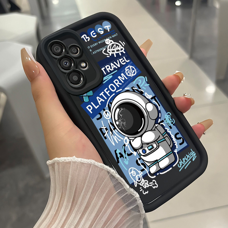 เคสสำหรับ Samsung Galaxy A33 5G A34 5G A53 5G A54 5G A23 A32 เคสโทรศัพท์มนุษย์อวกาศสามสีซิลิโคนกันกระแทก