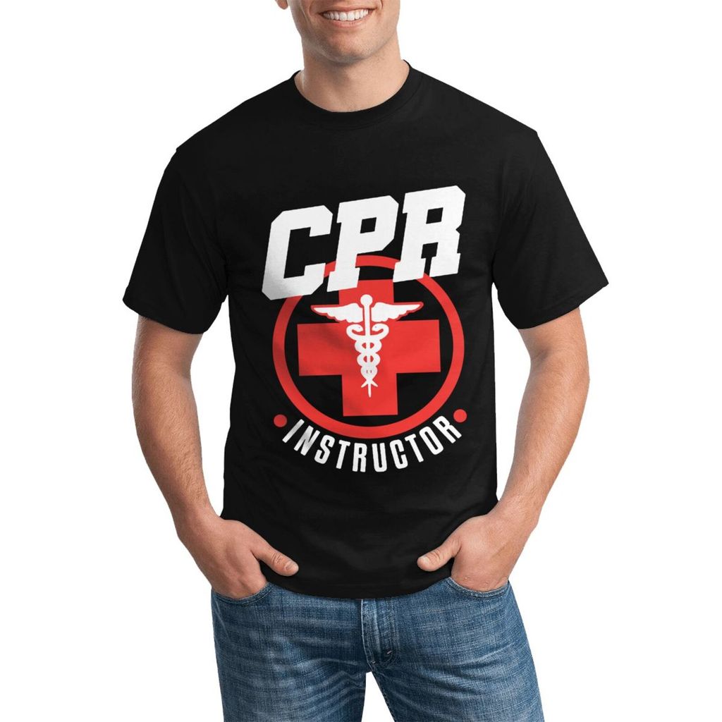 Cpr Instructor Teacher First Aid Aed Trainer แฟชั่นเสื้อยืดผ้าฝ้ายขนาดบวกพร้อมการออกแบบที่ไม่ซ้ําใคร