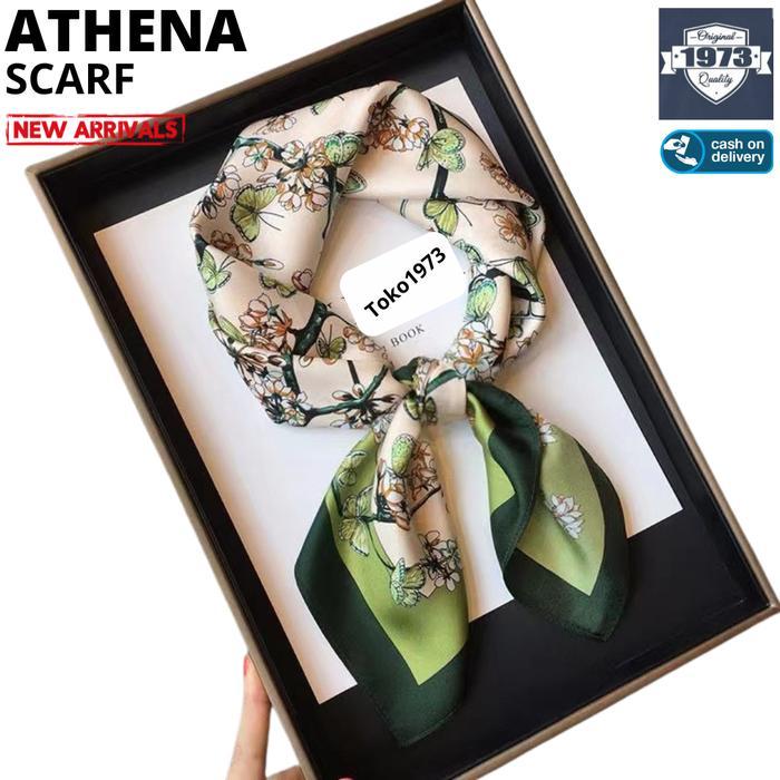 ATHENA 70x70 ซม. ผ้าพันคอเกาหลี ผ้าพันคอคอ กระเป๋า ผ้าพันคอคอ