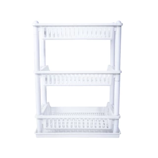 ที่คว่ำจานพลาสติก 3 ชั้น พร้อมถาดรองน้ำ KASSA HOME รุ่น DMT-9850-2/3WH ขนาด 48.5 x 36 x 64 ซม. สีขาว