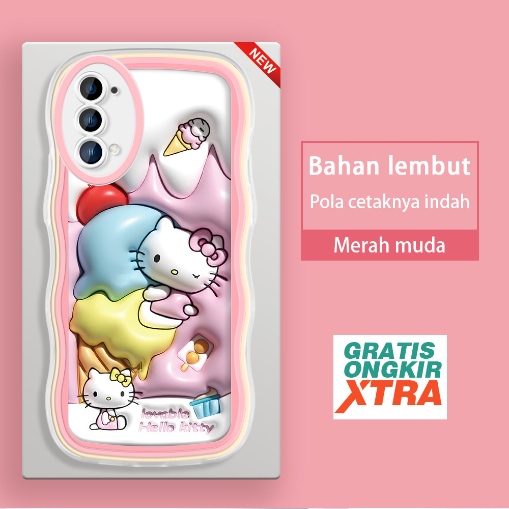 HP OPPO Reno 2 2Z 3 4 4F 5 5K 7 8 4G 8T 7Z 8Z A1 Pro 5G 4G hello kitty Ice Cream Pattern 3D Soft Cas