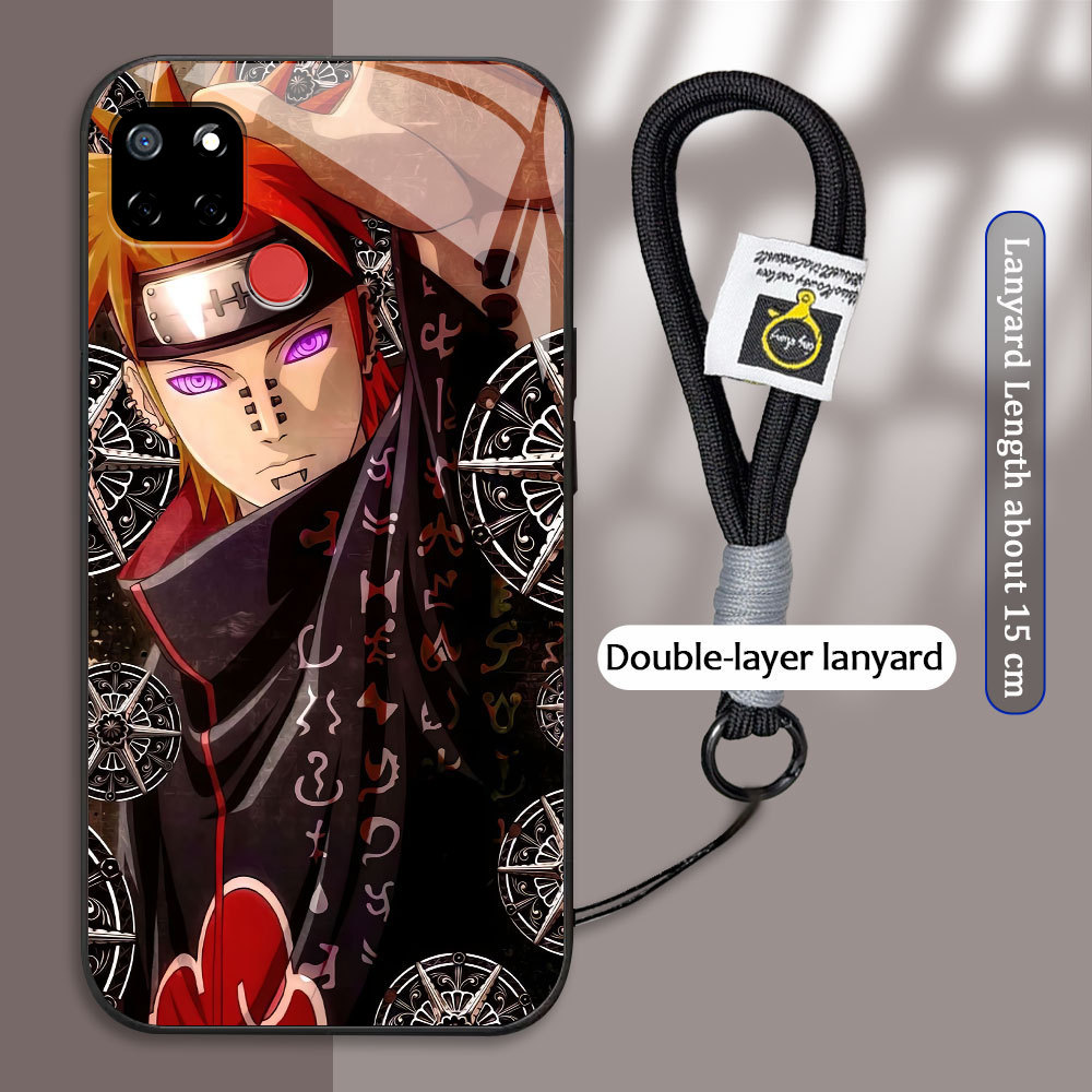 Realme Q Q5I V5 V13 Q3I Q3 5G V23 K9X C17 C12 C25 C25S C35  เคสกระจก เพน จากนารูโตะ ขอบนุ่ม + สายคล้