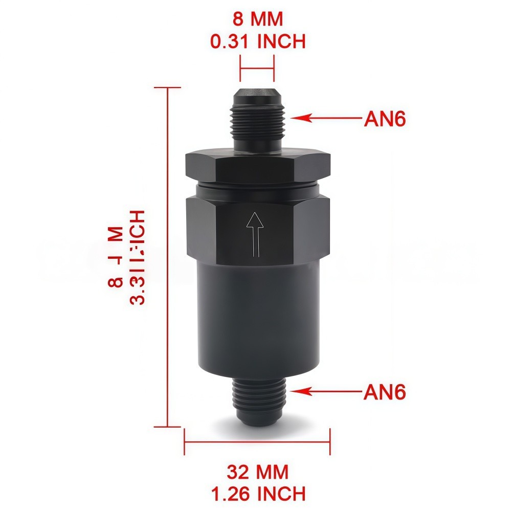 [QU6] 6AN Billet Inline Fuel Filter 30 อืมอลูมิเนียมสีดําสําหรับ 3/8 กรองน้ํามันเชื้อเพลิง