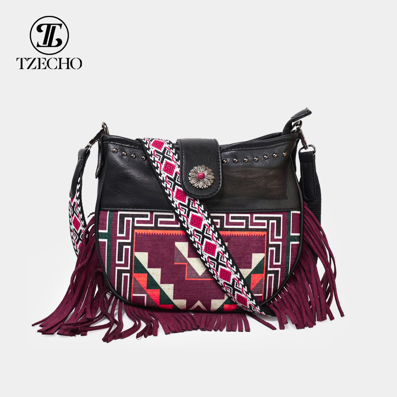 Western Bohemian Retro Bag Female Design Crossbody Bag pu