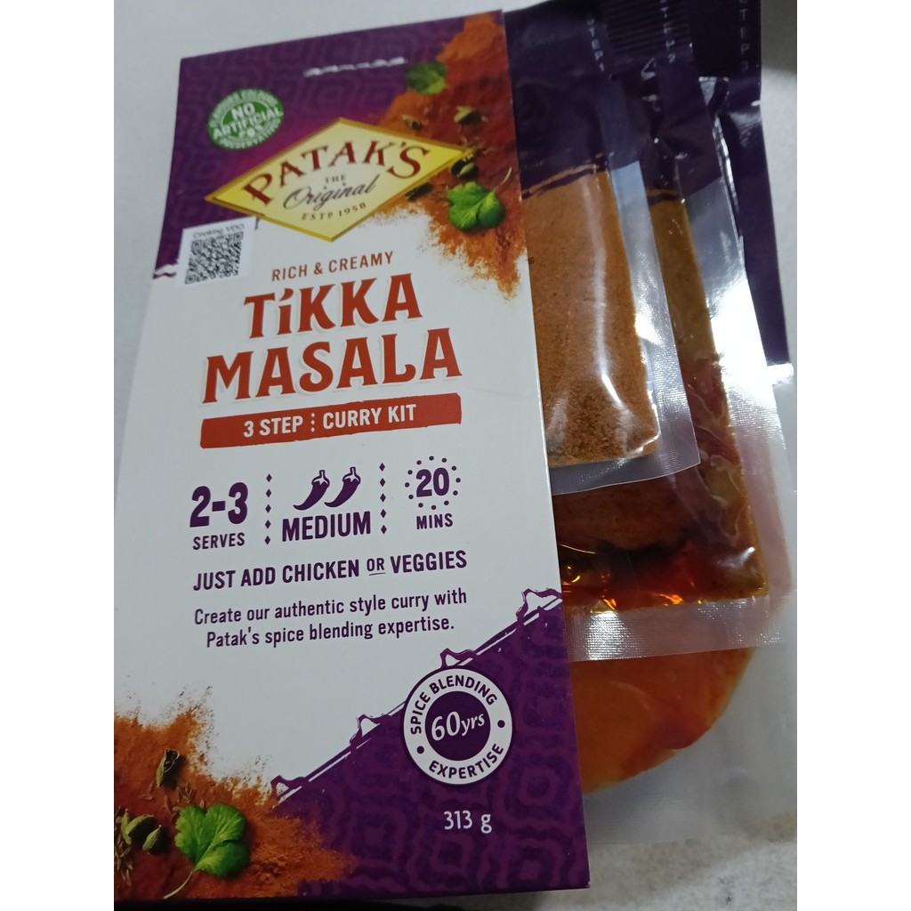 PATAKS Tikka Masala Curry * COMPLETE MEAL KIT - SERVES 2-3 * 313g UK INDIAN FOOD IMPORT