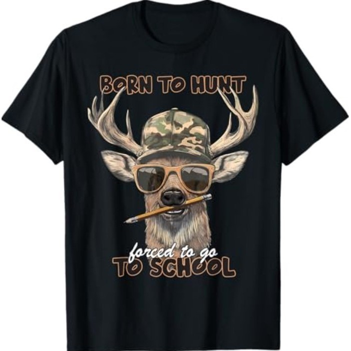Forced To Go To School Deer Hunting Boy Camo เสื้อยืด