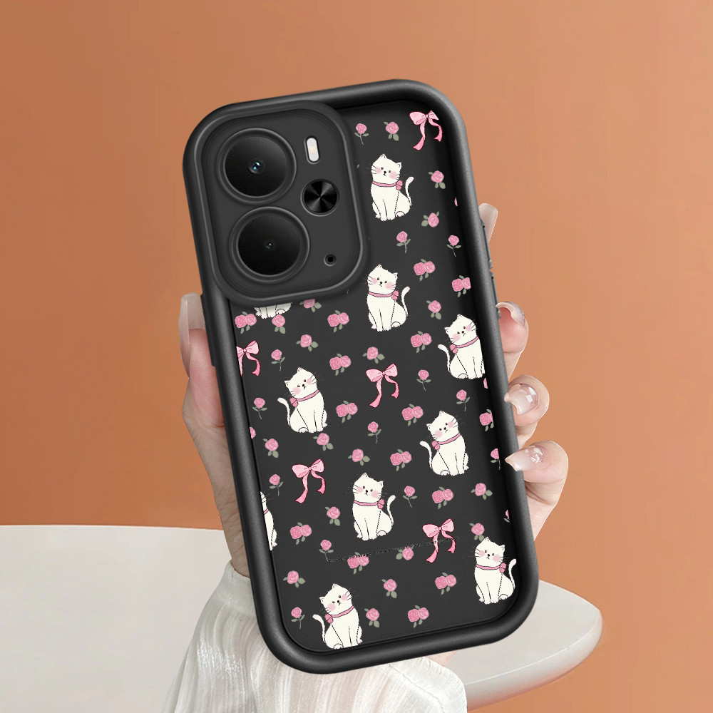 ปลอก Hp สําหรับ Realme 14 14T 5G เคส Kesing ปกป้องโทรศัพท์ TY DLJ C82412 ดอกไม้ ริบบิ้น แมว