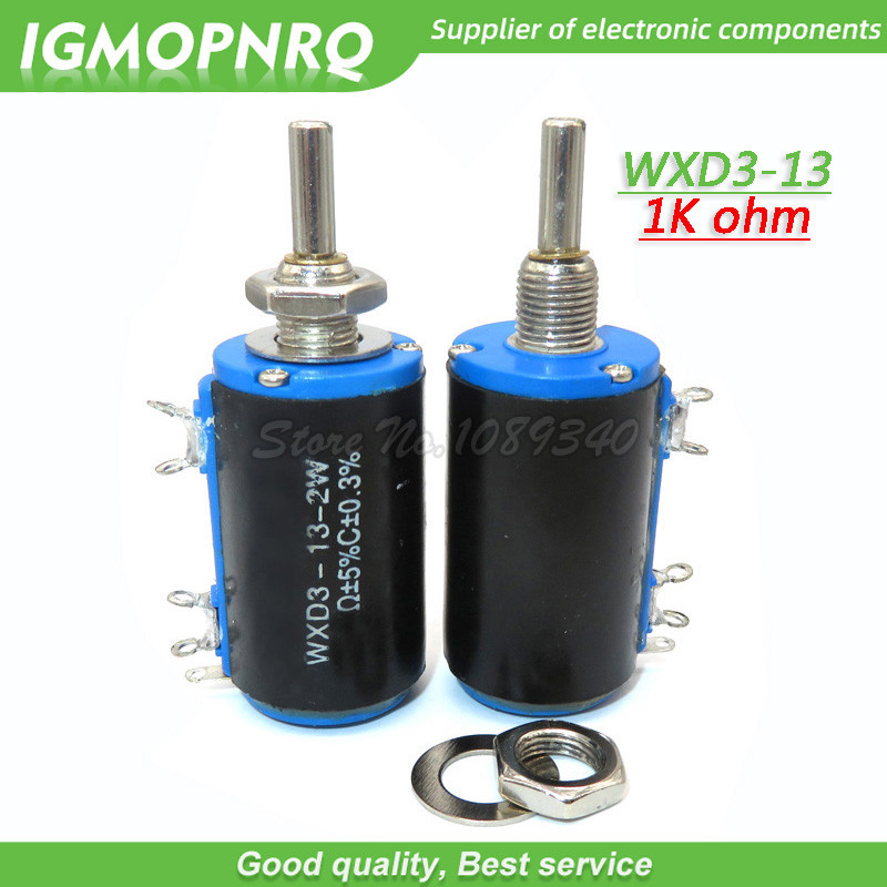 2PCS WXD3 13 2W 1K โอห์ม WXD3 13 2W Rotary side Rotary Multiturn Wirewound Potentiometer IGMOPNRQ