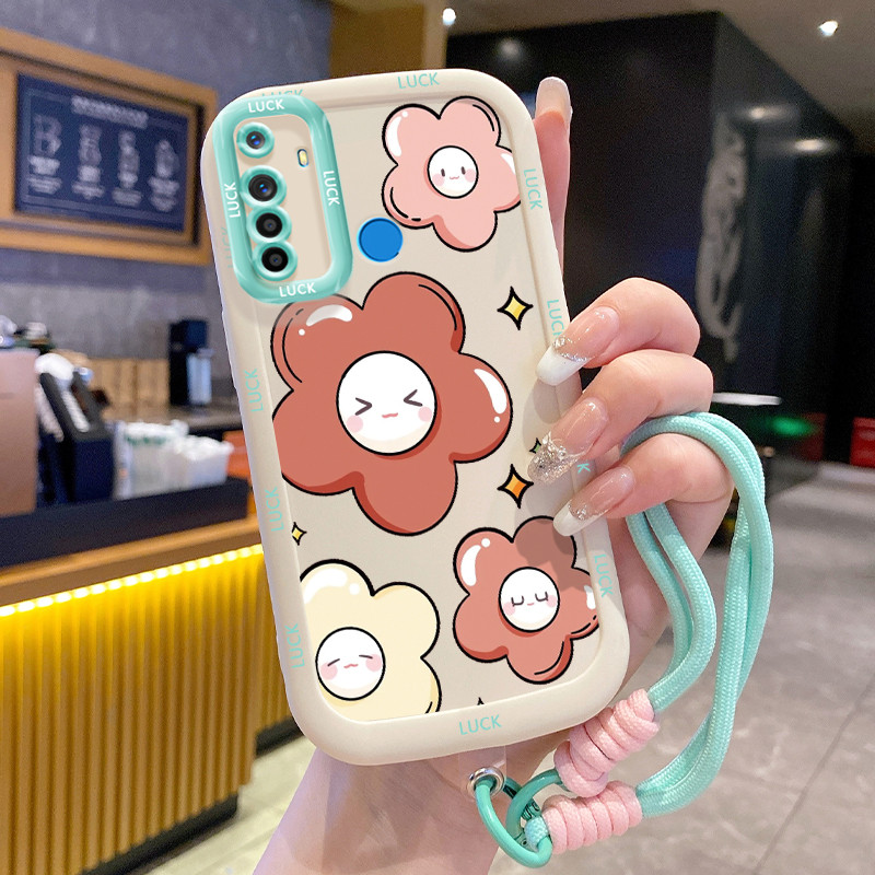 เคสสำหรับ Realme 5 5i 5s 6i C3 C3i เคสโทรศัพท์ดอกไม้ซิลิโคนสายคล้องกันกระแทก