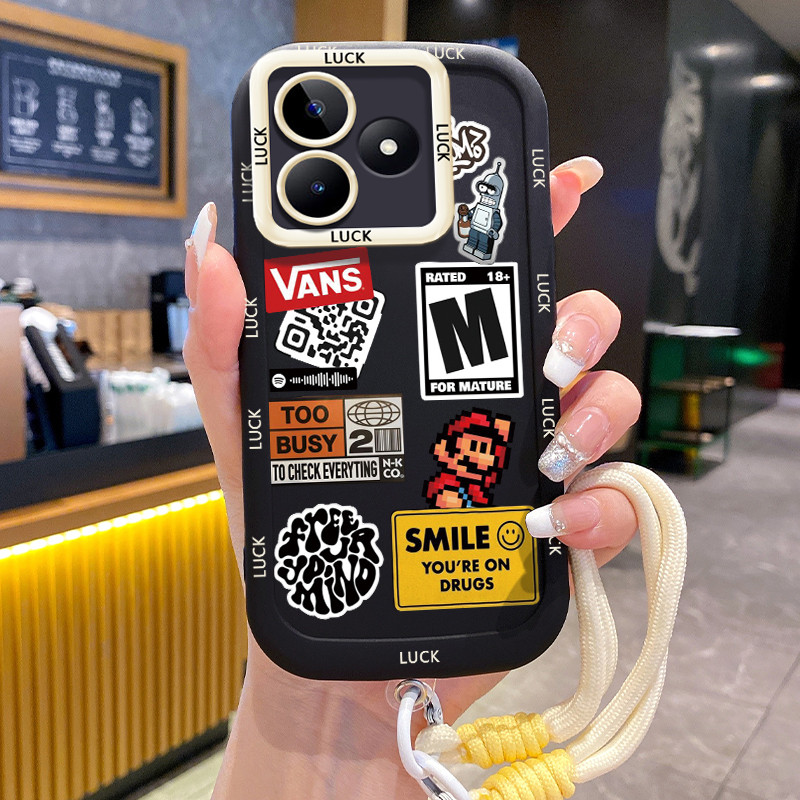 เคสสำหรับ Realme C53 C51 C51s C35 Note 50 Narzo N53 50A Prime เคสโทรศัพท์รอยยิ้มซิลิโคนสายคล้องกันกระแทก