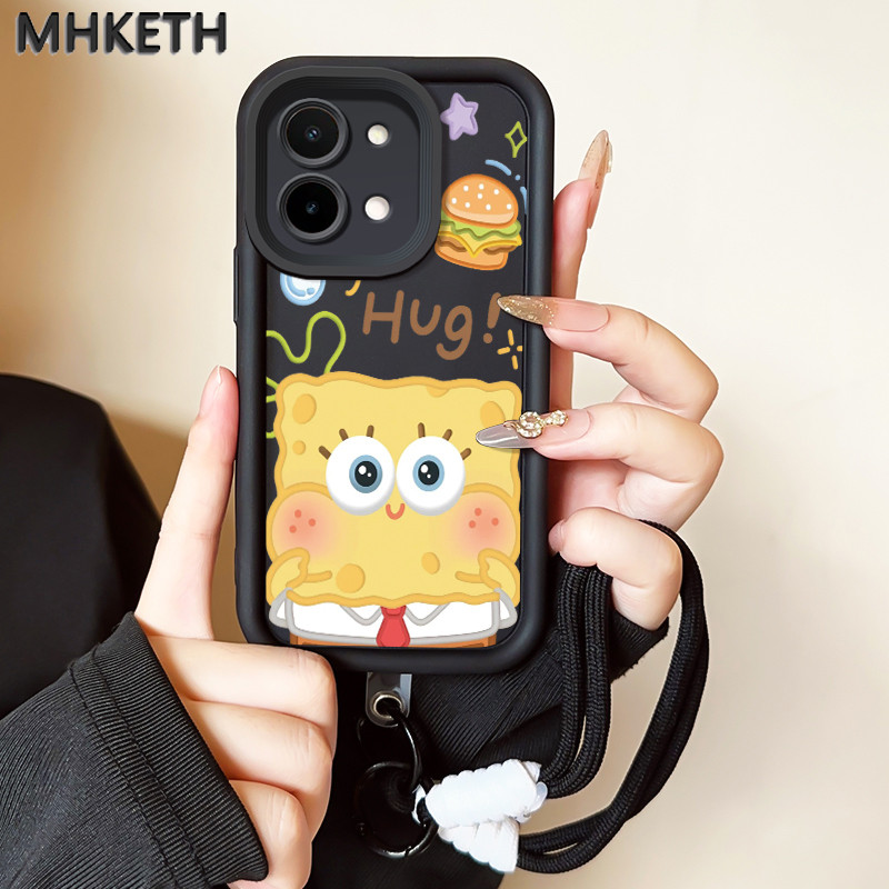 MHKETH เคสสำหรับ VIVO Y28 2024 เคสฝาครอบป้องกันการ์ตูนอนิเมชั่นเคสโทรศัพท์ซิลิโคนเชือกแขวนใหม่
