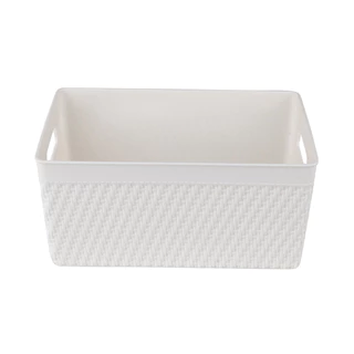 ตะกร้าอเนกประสงค์ทรงเหลี่ยมพร้อมหูจับ Sharon KASSA HOME รุ่น YM-6320 ขนาด 25.5 x 17 x 12 ซม. สีขาว