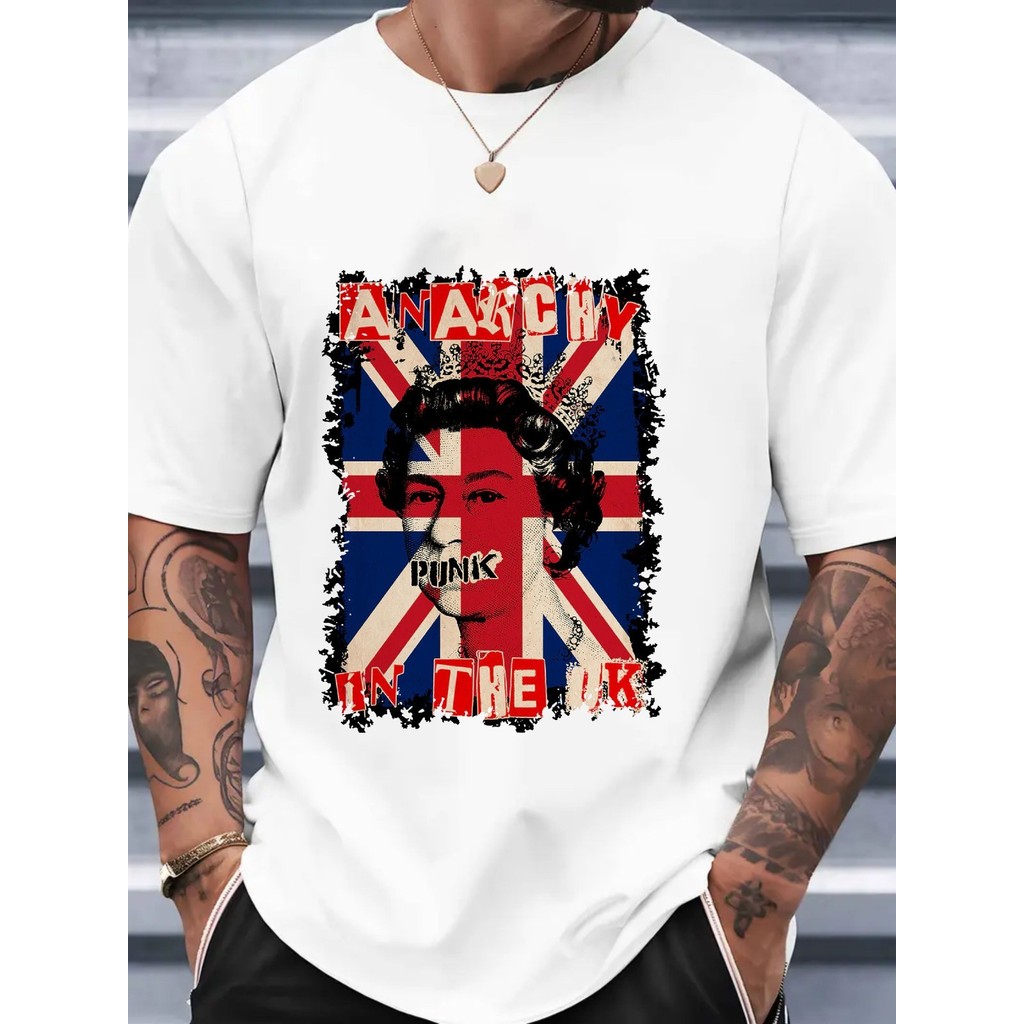 เสื้อยืด Punk Rock Queen,Anrchy In The Uk Graphic Tee,Vintage Queen Graphic Tee Top