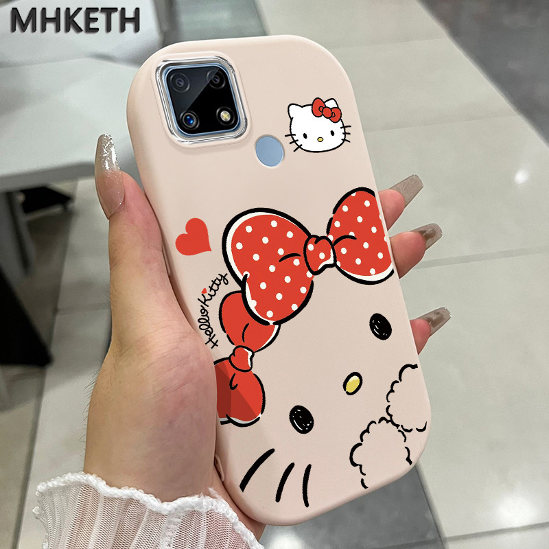 MHKETH เคสสำหรับ Realme C12 C25 C25s C21Y C25Y Narzo 20 30A 50A เคสโทรศัพท์ซิลิโคนของผู้หญิงลายแมวน่ารัก