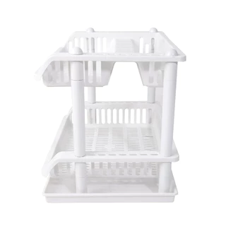 ที่คว่ำจานพลาสติก 2 ชั้น พร้อมถาดรองน้ำ KASSA HOME รุ่น DMT-9850TWH ขนาด 48 x 36 x 38 ซม. สีขาว