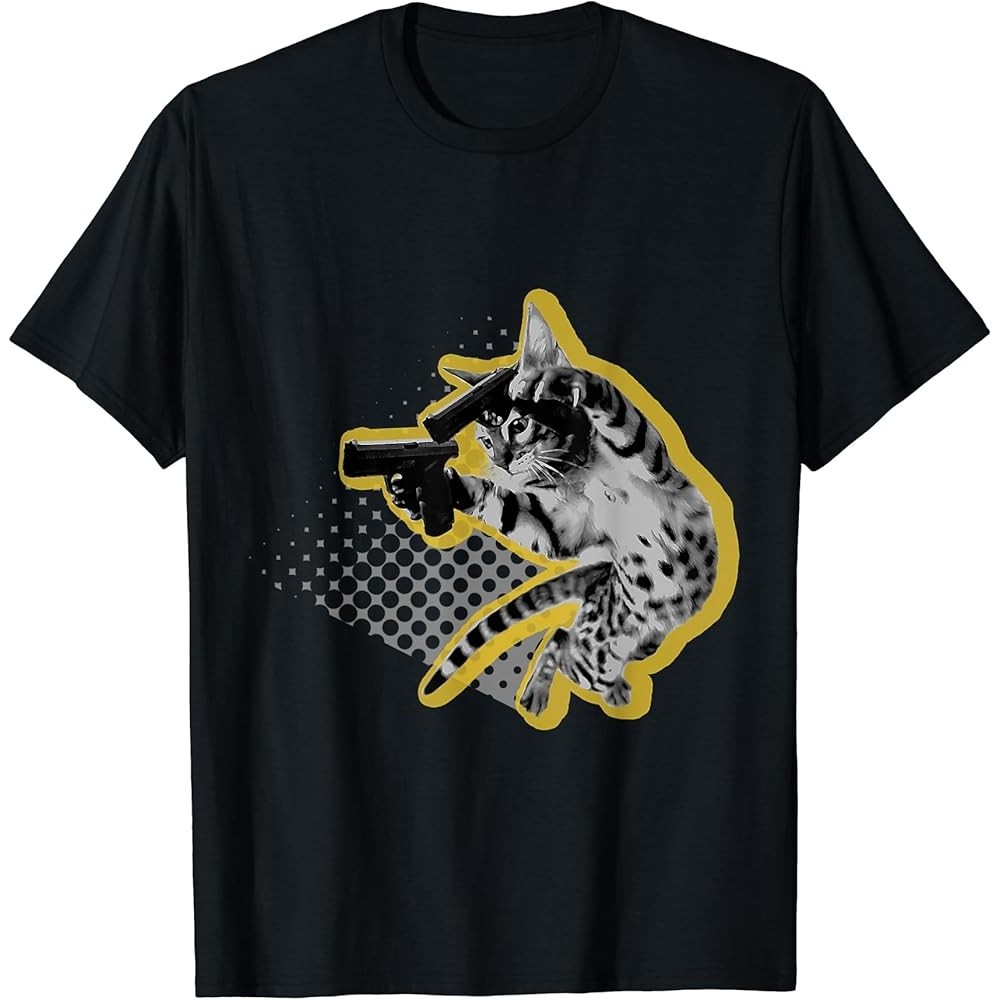 Bad Gun Kitty Cat Funny Cute Cat Lover Gift เสื้อยืด