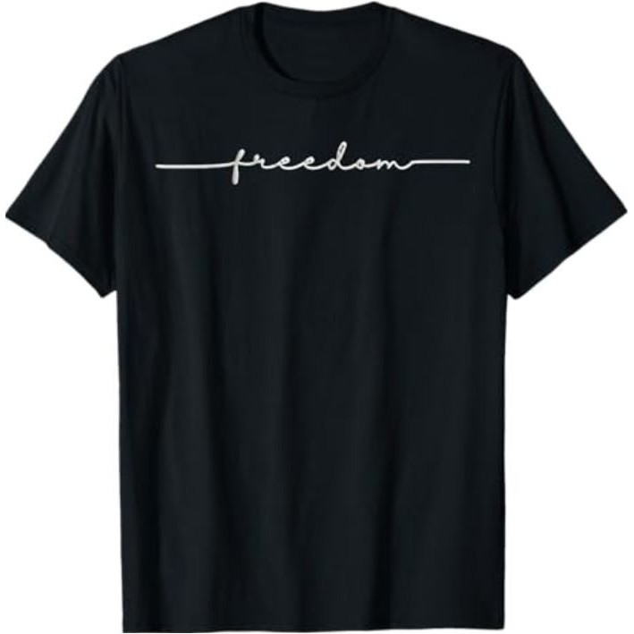 Freedom, Freedom Black Text Minimalist Design T-Shirt1