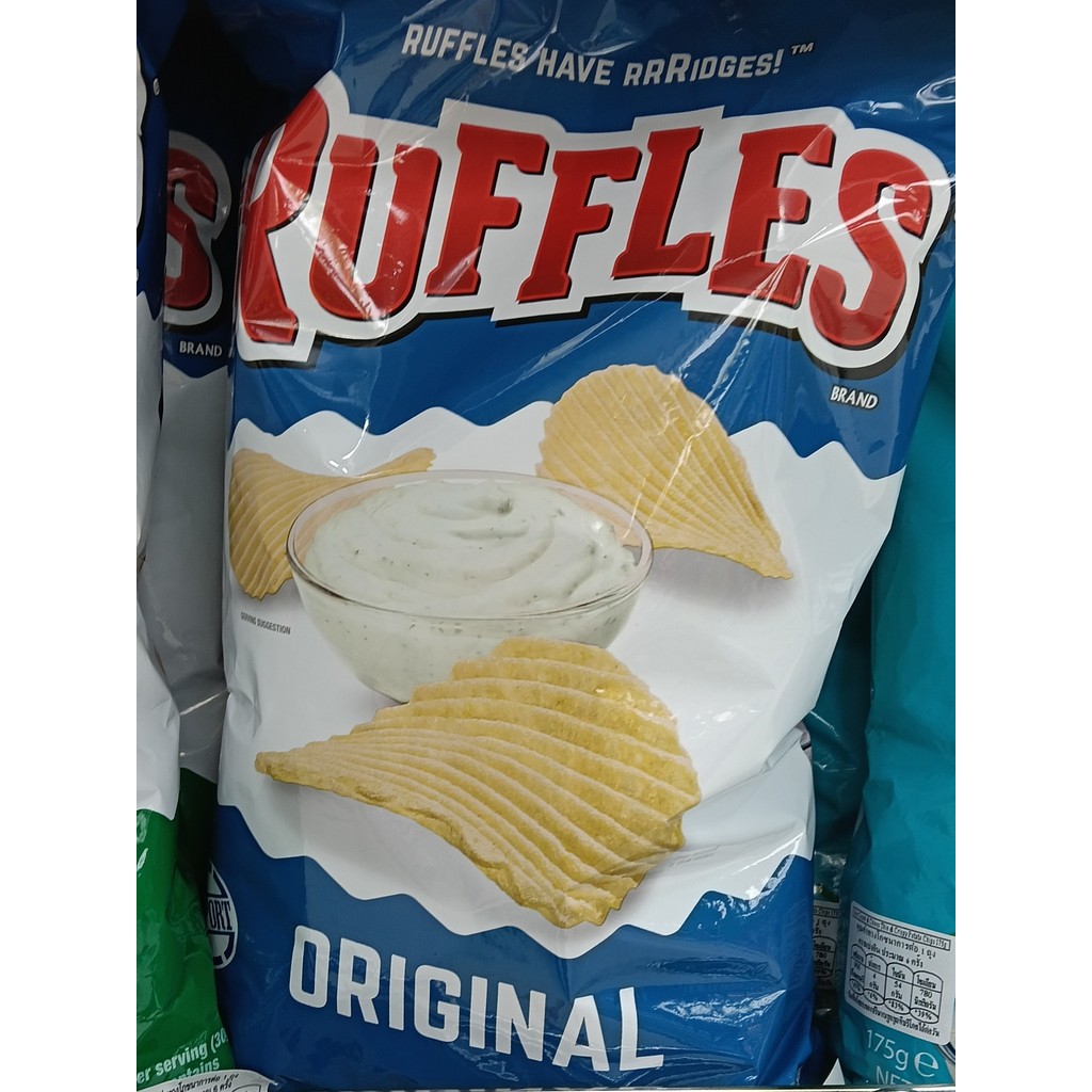 RUFFLES Original / Ready Salted - USA Crinkle Cut Potato Chips / Crisps 184g *** XXL FAMILY BAG ***