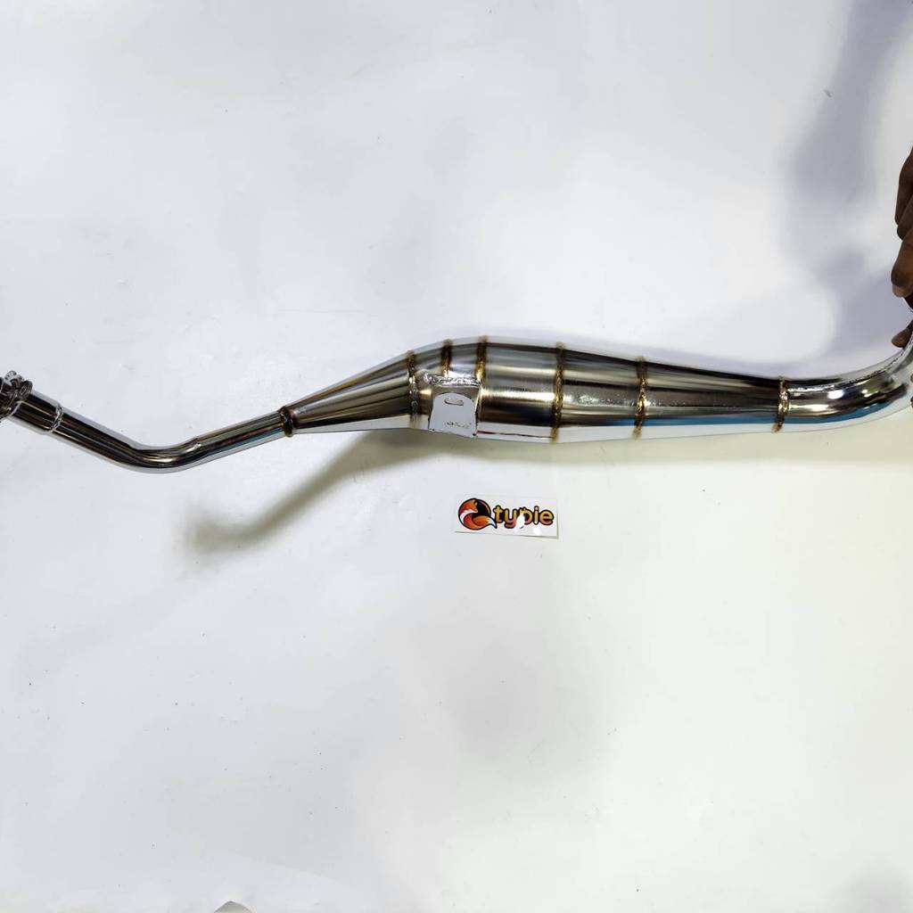 คอท่อ ชุบโครเมี่ยม JR ลอดท้อง คอท่อทดแทนท่อเดิมติดรถ แแถมฟรี ปลายท่อ SJR สีเงิน จุกเลส