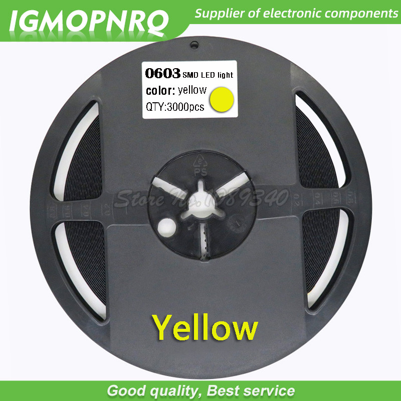 1reel 4000PCS 0603 SMD LED ไดโอดสีเหลือง LED IGMOPNRQ