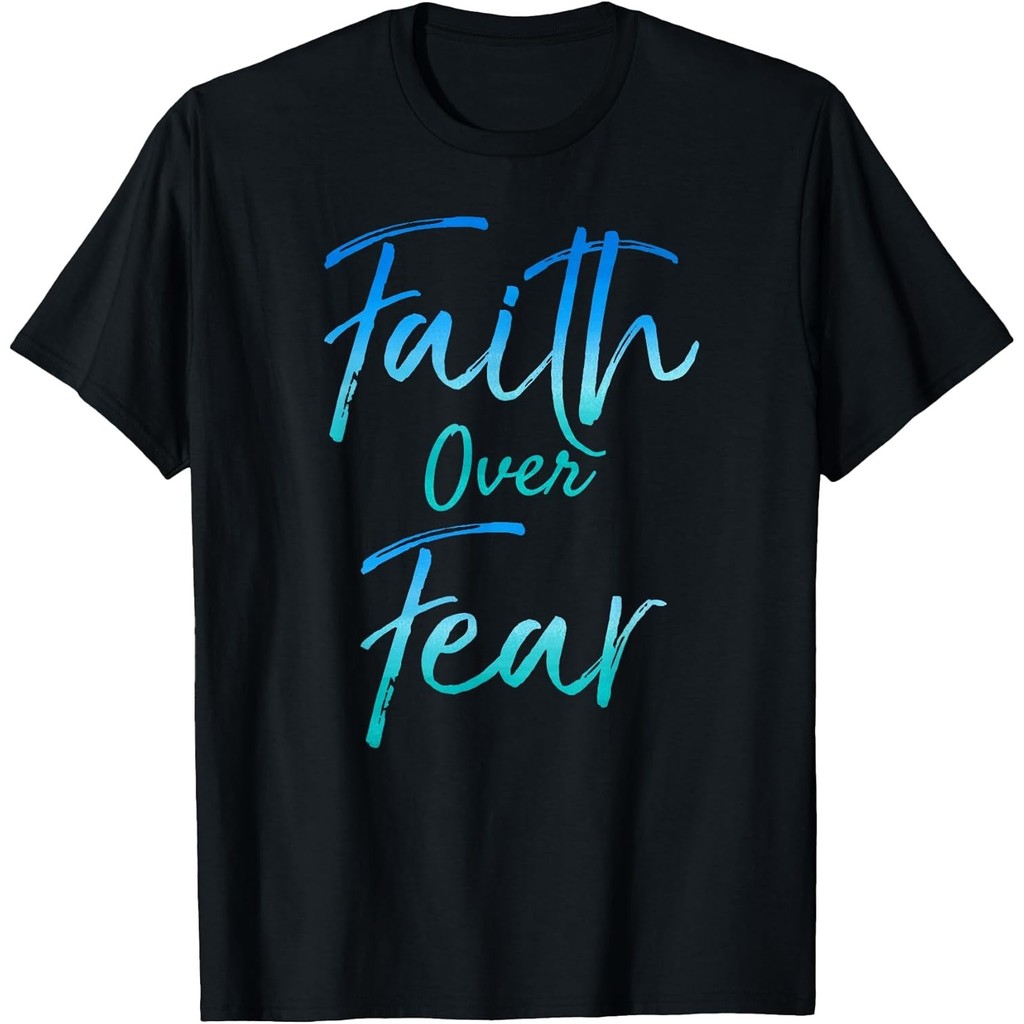 Faith Over Fear: Vintage Inspiration Christian Funny Cotton Tee