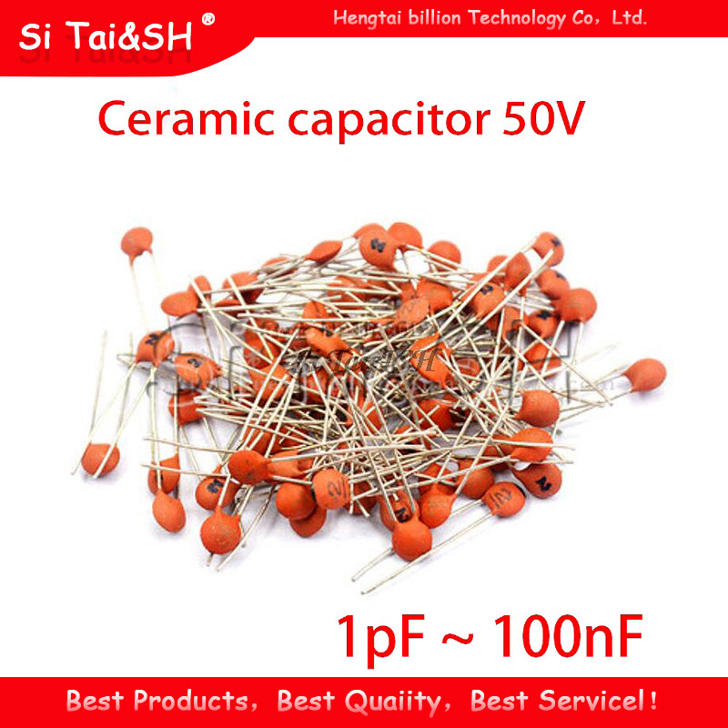 200pcs ตัวเก็บประจุเซรามิค 50V 1pF ~ 100nF 104 4.7PF 10PF 22PF 33PF 47PF 100PF 101 220PF 221 330PF 3