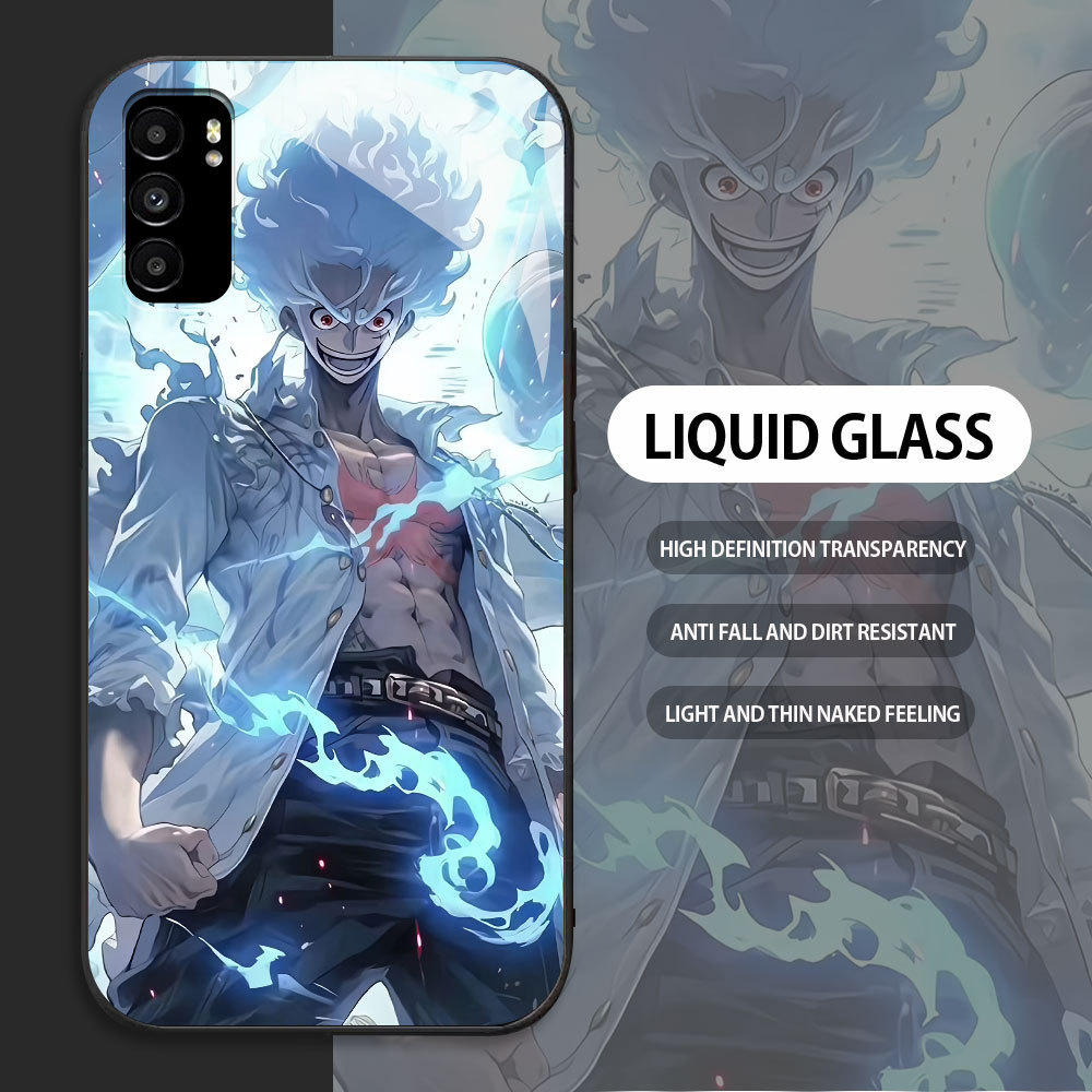 OPPO Reno 2z 2f 3 4 5 6 7 8 8T Z 11 LITE 12 F F27 F25 PRO 5G A93 A94  เคสกระจก ลูฟฟี่-นิกะ ขอบนุ่ม +