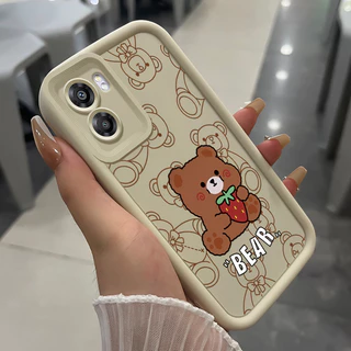เคสสำหรับ OPPO A57 2022 A77 A2022 A57s A57e A77s เคสโทรศัพท์กระต่ายหมีสามสีซิลิโคนกันกระแทก