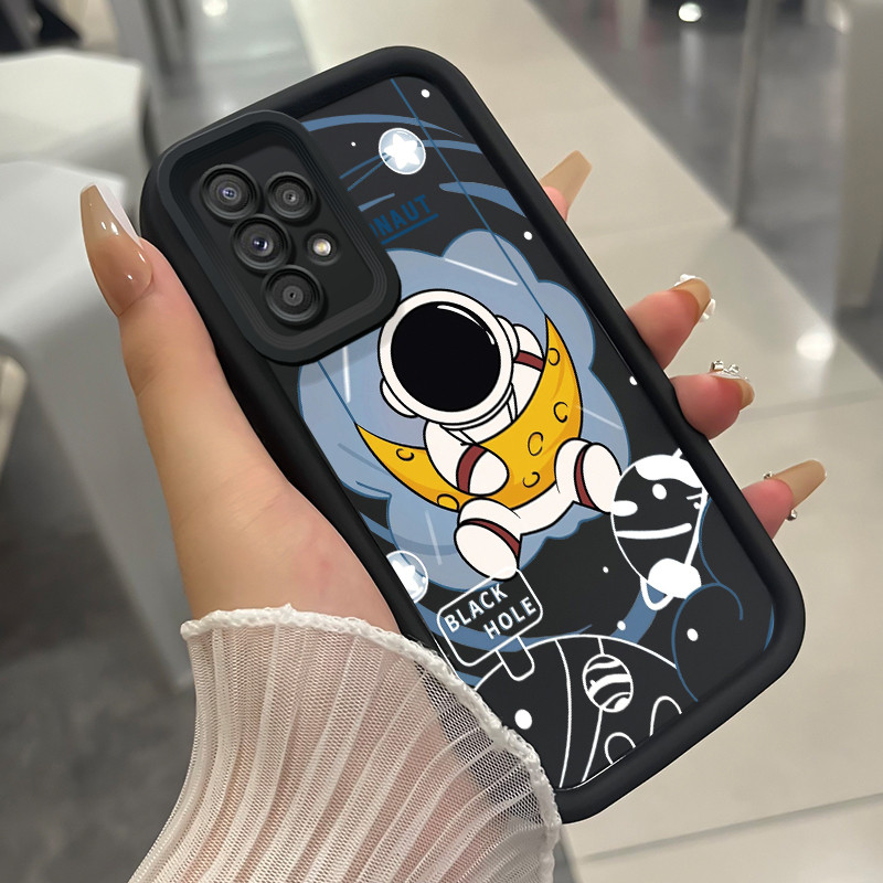 เคสสำหรับ Samsung Galaxy A52 5G A52s เคสโทรศัพท์มนุษย์อวกาศสามสีซิลิโคนกันกระแทก