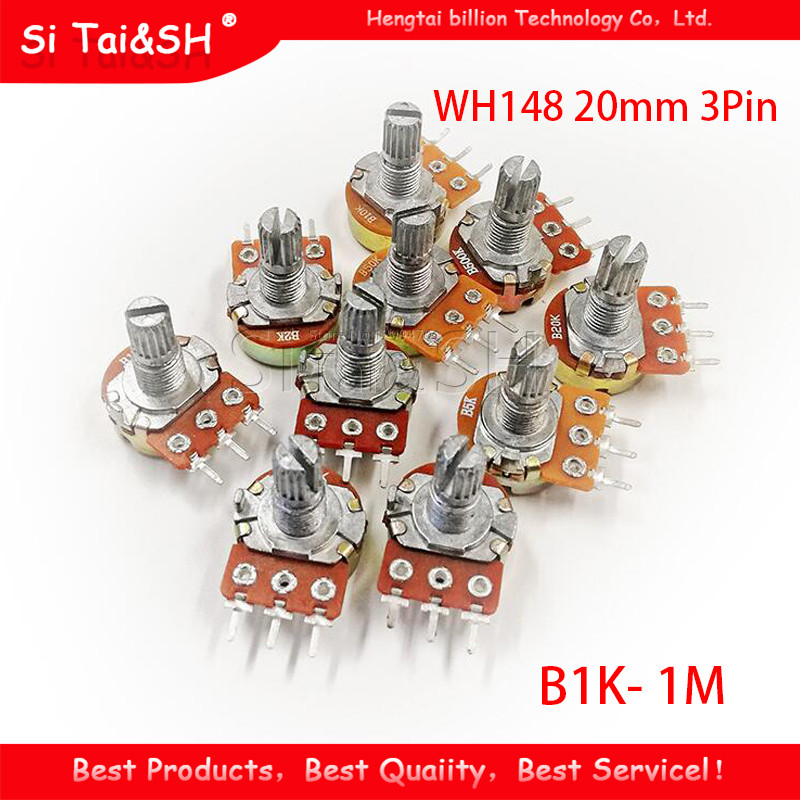 5pcs WH148 3Pin 20 มม. Potentiometer B1K B2K B5K B10K B20K B50K B100K B250K B500K B1M 1K 2K 2K 5K 20