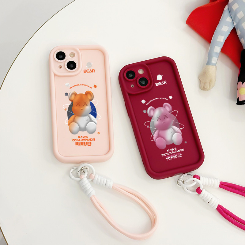 เคสสำหรับ OPPO A3 4G A3 Pro 5G A3X 4G A3X 5G A40 A60 5G เคสโทรศัพท์หมีสามสีซิลิโคนสายคล้องกันกระแทก - รูปที่ 3