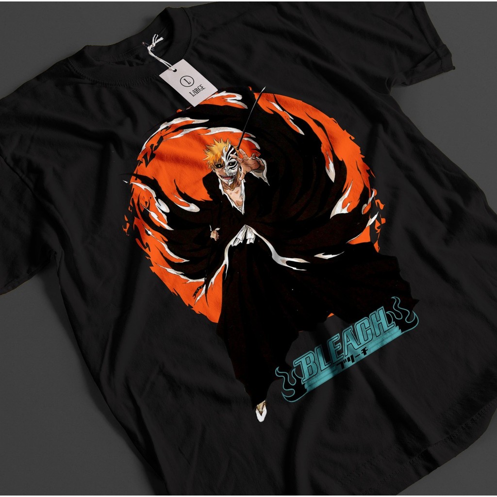 เสื้ออนิเมะฟอกขาว Ichigo Bankai เสื้อยืด Byakuya Tshirt Aizen Zaraki เสื้อยืด Unisex