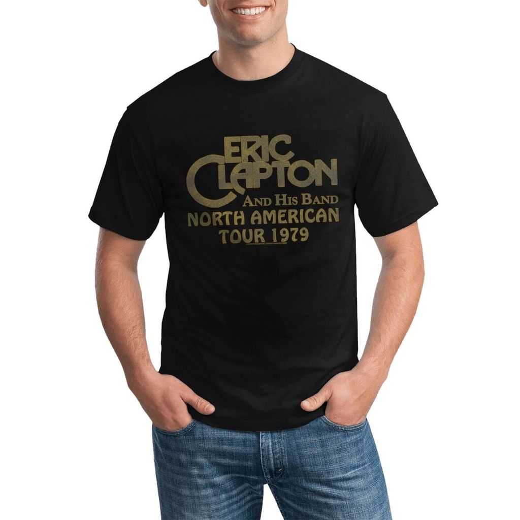 Eric Clapton And His Tour 79 เสื้อยืดคอกลมไซส์ใหญ่มีสไตล์ ผ้าฝ้าย 100% และระบายอากาศได้ดี