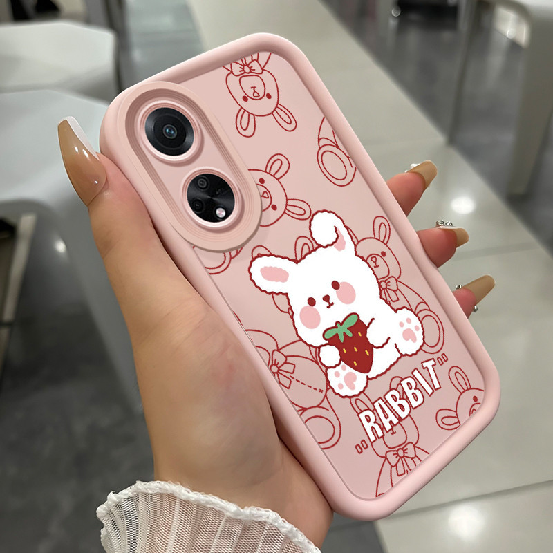 เคสสำหรับ OPPO A98 5G F23 5G A1 5G เคสโทรศัพท์กระต่ายหมีสามสีซิลิโคนกันกระแทก