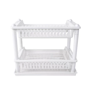 ที่คว่ำจานพลาสติก 2 ชั้น พร้อมถาดรองน้ำ KASSA HOME รุ่น DMT-9850TWH ขนาด 48 x 36 x 38 ซม. สีขาว