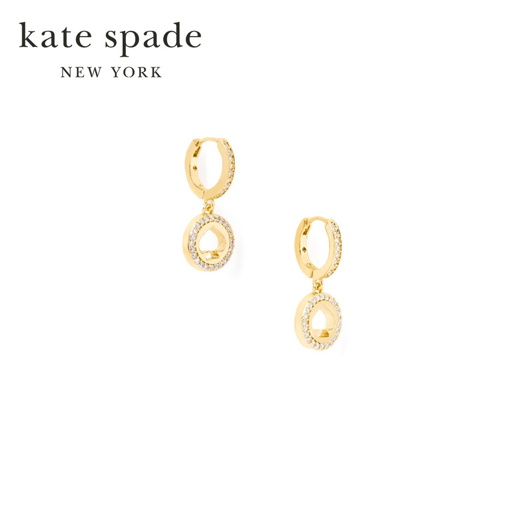 Kate Spade New York ต่างหูห่วงฮักกี้ส์รุ่น Spot The Spade Pave Huggies K9175 250 สี Clear/Gold